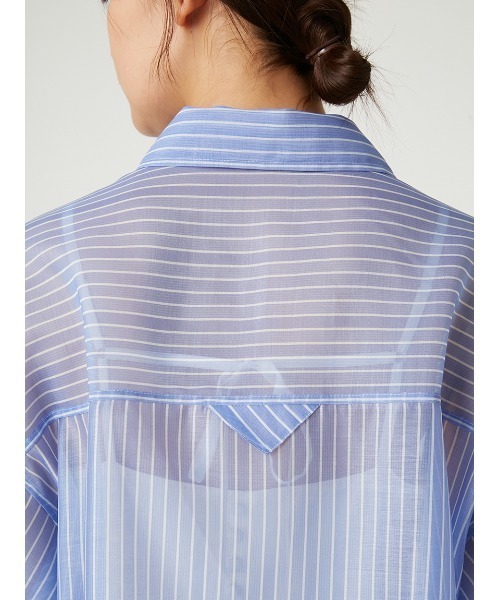 フレイアイディー2025 オーガンジーシアーシャツ ストライプ　FREE FRAY I.D｜シアータックパフブラウス | Rakuten Fashion(楽天