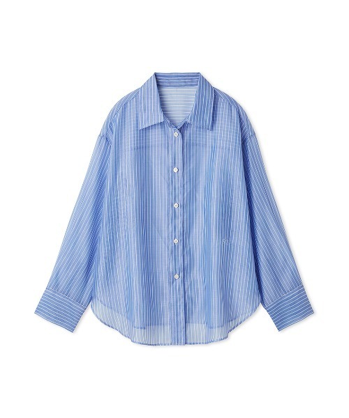 FRAY I.D シースルーブルー 長袖シャツ FRAY I.D ブラウス シャツ オーガンジーシアーシャツ レディース