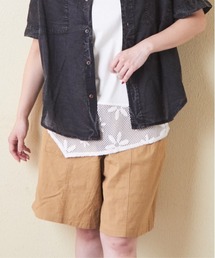 CUBE SUGAR（キューブシュガー）の「32/-OE天竺裾花柄メッシュノースリーブ（タンクトップ・レディース）」