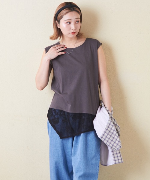 極美品△2022△コトハヨコザワ/CREPE TUNIC ノースリーブ ベージュ