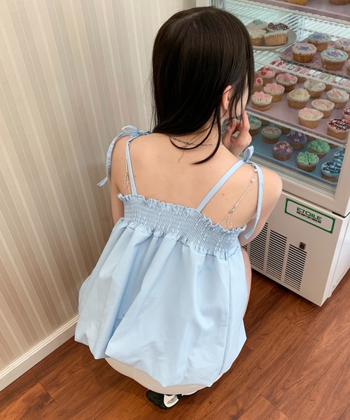 Mejoul(メジュール)の「ボリュームバルーン ビスチェ キャミソール(キャミソール・レディース・ホワイト/サックスブルー/グレー・S/M/L)」の18枚目の写真
