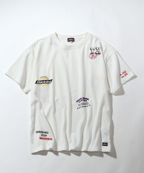 Dickies(ディッキーズ)の「【GENUINE DICKIES/ジェニュインディッキーズ】ランダムロゴ 半袖 デザインTシャツ(Tシャツ/カットソー・レディース・ブルーグレー/オフホワイト/杢グレー・M/L)」の4枚目の写真