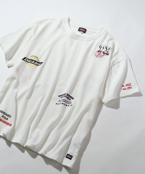 Dickies(ディッキーズ)の「【GENUINE DICKIES/ジェニュインディッキーズ】ランダムロゴ 半袖 デザインTシャツ(Tシャツ/カットソー・レディース・ブルーグレー/オフホワイト/杢グレー・M/L)」の6枚目の写真