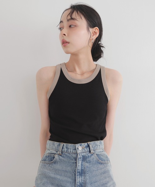 LIAN(リアン)の「アメスリリブタンクトップ(Tシャツ/カットソー・レディース・ブラック×ベージュ/ベージュ×ブラック/ブラック/オフホワイト・FREE)」の11枚目の写真