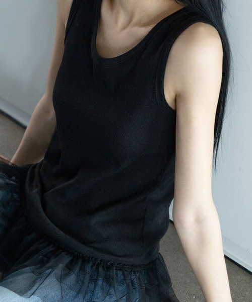 3.3 Field Trip (3.3フィールドトリップ)の「3.3 Field Trip/レーススリーブレス(Tシャツ/カットソー・レディース・ブラック/アイボリー・FREE)」の19枚目の写真