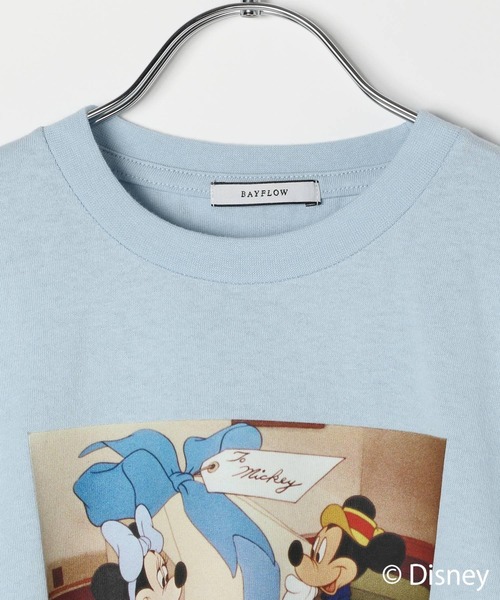 ★ELF SACK★新中国式 ロゴ ミッキー プリント Ｔシャツ/送料込 バックプリントTシャツ(ミッキー&ミニー)(M オフシロ): トップス