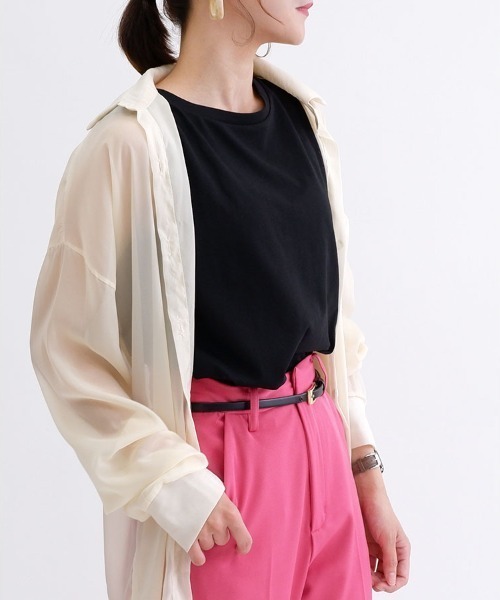 CLOTHY(クロシィ)の「【細めのネック切替でキレイ見え♪】ラウンドへムノースリトップス(タンクトップ・レディース・ブラック/オフホワイト/カーキ/ブラウン/ピンク/ベージュ/パープル/ミント/ブルー/チャコールグレー・LARGE/MEDIUM)」の20枚目の写真
