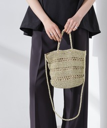 メタリック柄編みショルダーバッグ