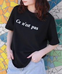 〈接触冷感・USAコットン〉Ce n'est pasロゴプリント半袖Tシャツ