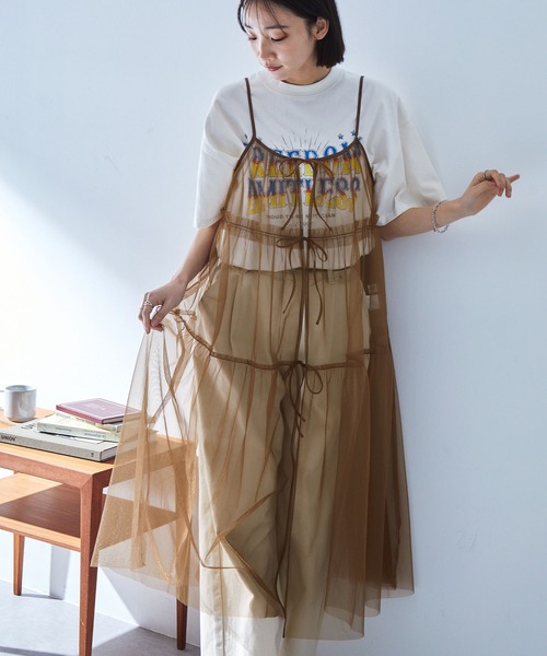 全２色!韓国ワンピ☆オルチャン チュールキャミソールワンピース PROPORTION BODY DRESSING ワンピース チュールキャミワンピース