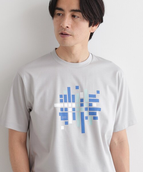 TAKEO KIKUCHI（タケオキクチ）の「モザイクロゴ ポンチTシャツ（Tシャツ/カットソー・メンズ・ライトベージュ/ホワイト/ライトグレー系9・01/02/03/04）」の15枚目の写真