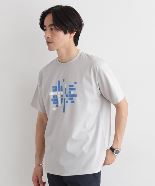 TAKEO KIKUCHI（タケオキクチ）の「モザイクロゴ ポンチTシャツ（Tシャツ/カットソー・メンズ・ライトベージュ/ホワイト/ライトグレー系9・01/02/03/04）」の16枚目の写真