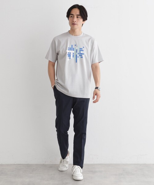 TAKEO KIKUCHI（タケオキクチ）の「モザイクロゴ ポンチTシャツ（Tシャツ/カットソー・メンズ・ライトベージュ/ホワイト/ライトグレー系9・01/02/03/04）」の17枚目の写真