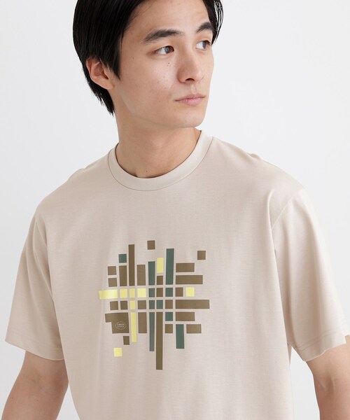 TAKEO KIKUCHI（タケオキクチ）の「モザイクロゴ ポンチTシャツ（Tシャツ/カットソー・メンズ・ライトベージュ/ホワイト/ライトグレー系9・01/02/03/04）」の19枚目の写真