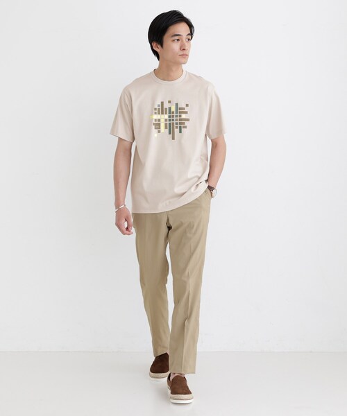 TAKEO KIKUCHI（タケオキクチ）の「モザイクロゴ ポンチTシャツ（Tシャツ/カットソー・メンズ・ライトベージュ/ホワイト/ライトグレー系9・01/02/03/04）」の21枚目の写真
