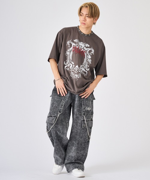 RE730(アールイーセブンサーティー)の「【RE730】メタルスタッズ ハードグラフィック プリントTEE(Tシャツ/カットソー・メンズ・ブラック/グレー・MEDIUM/LARGE)」の10枚目の写真