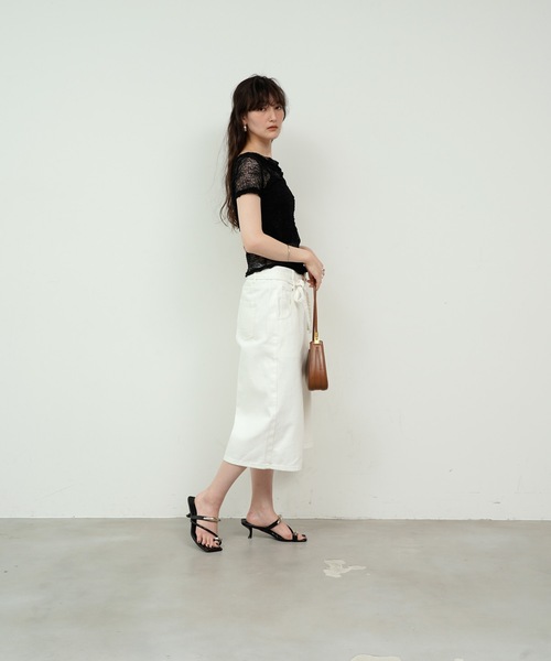 Lutim by u(ルチバイユー)の「Tulle Flower Lace Draped Collar Tops / チュールフラワーレースドレープカラートップス(Tシャツ/カットソー・レディース・ホワイト/アイボリー/ブラック・FREE)」の9枚目の写真
