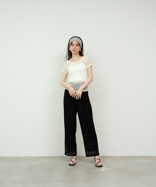 Lutim by u(ルチバイユー)の「Tulle Flower Lace Draped Collar Tops / チュールフラワーレースドレープカラートップス(Tシャツ/カットソー・レディース・ホワイト/アイボリー/ブラック・FREE)」の15枚目の写真