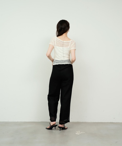 Lutim by u(ルチバイユー)の「Tulle Flower Lace Draped Collar Tops / チュールフラワーレースドレープカラートップス(Tシャツ/カットソー・レディース・ホワイト/アイボリー/ブラック・FREE)」の13枚目の写真