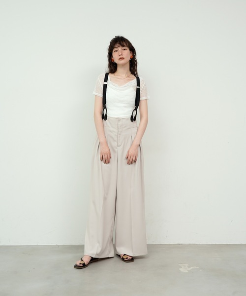 Lutim by u(ルチバイユー)の「Tulle Flower Lace Draped Collar Tops / チュールフラワーレースドレープカラートップス(Tシャツ/カットソー・レディース・ホワイト/アイボリー/ブラック・FREE)」の19枚目の写真