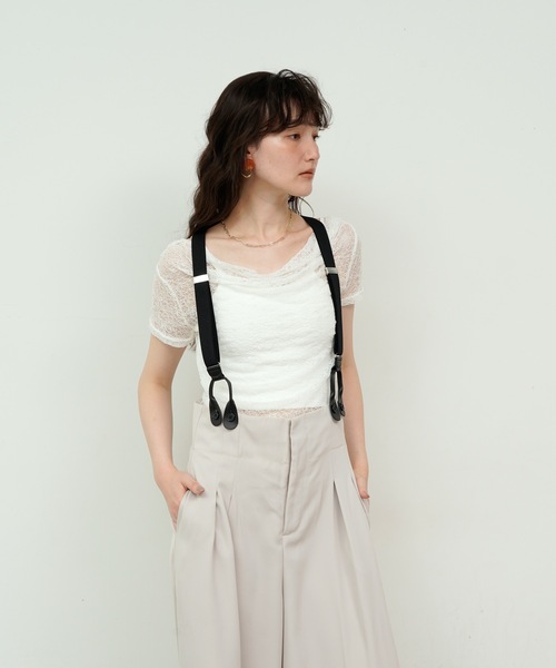 Lutim by u(ルチバイユー)の「Tulle Flower Lace Draped Collar Tops / チュールフラワーレースドレープカラートップス(Tシャツ/カットソー・レディース・ホワイト/アイボリー/ブラック・FREE)」の22枚目の写真
