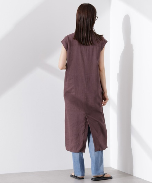 NANO universe（ナノユニバース）の「Anti Smell Linen フレンチスリーブワンピース（ワンピース・レディース・ホワイト/ブラウン/チャコール・FREE）」の15枚目の写真