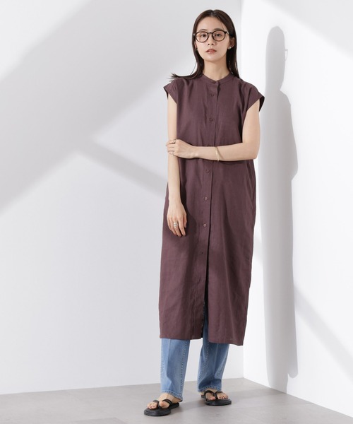 NANO universe（ナノユニバース）の「Anti Smell Linen フレンチスリーブワンピース（ワンピース・レディース・ホワイト/ブラウン/チャコール・FREE）」の17枚目の写真
