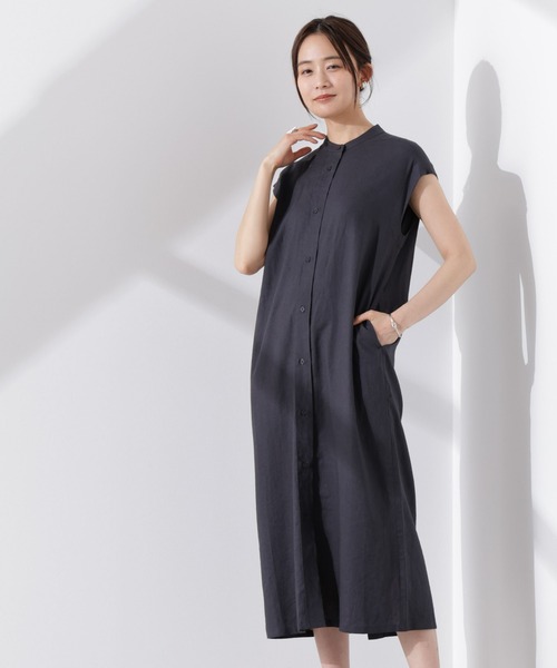 NANO universe（ナノユニバース）の「Anti Smell Linen フレンチスリーブワンピース（ワンピース・レディース・ホワイト/ブラウン/チャコール・FREE）」の19枚目の写真