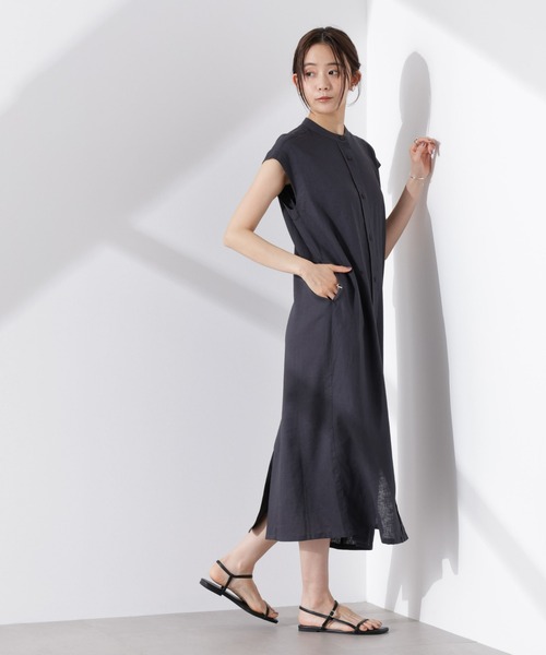 NANO universe（ナノユニバース）の「Anti Smell Linen フレンチスリーブワンピース（ワンピース・レディース・ホワイト/ブラウン/チャコール・FREE）」の22枚目の写真