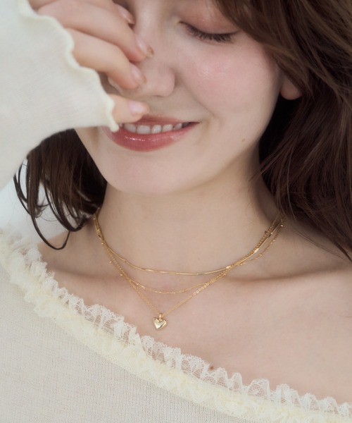 mellowneon(メロウネオン)の「ダブルチェーンネックレス&ハートネックレスセット(ネックレス・レディース・シルバー/ゴールド・FREE)」の8枚目の写真