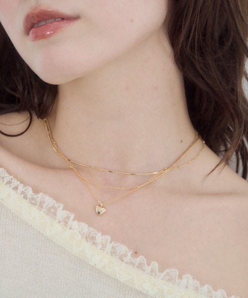 mellowneon(メロウネオン)の「ダブルチェーンネックレス&ハートネックレスセット(ネックレス・レディース・シルバー/ゴールド・FREE)」の7枚目の写真