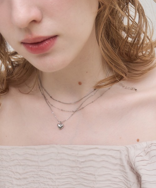 mellowneon(メロウネオン)の「ダブルチェーンネックレス&ハートネックレスセット(ネックレス・レディース・シルバー/ゴールド・FREE)」の6枚目の写真