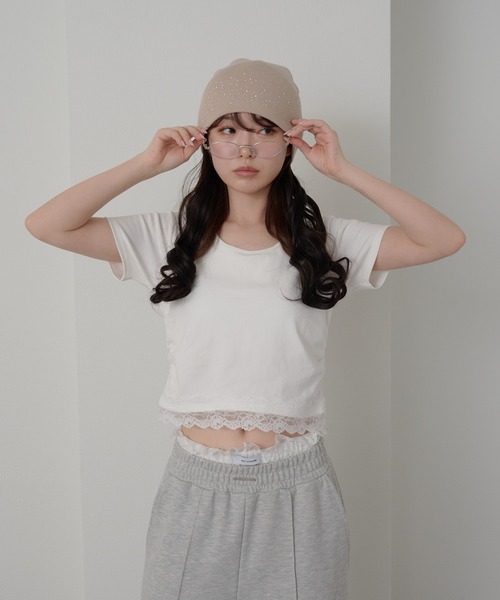 RAY CASSIN（レイカズン）の「【パット付き】BACKレースドロストT（Tシャツ/カットソー・レディース・ブルー/ホワイト/ネイビー・FREE）」の4枚目の写真