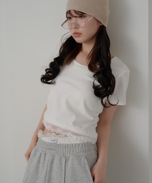 RAY CASSIN（レイカズン）の「【パット付き】BACKレースドロストT（Tシャツ/カットソー・レディース・ブルー/ホワイト/ネイビー・FREE）」の9枚目の写真