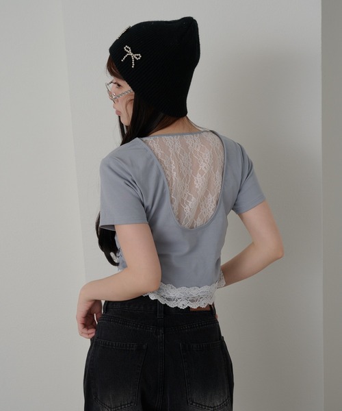 RAY CASSIN（レイカズン）の「【パット付き】BACKレースドロストT（Tシャツ/カットソー・レディース・ブルー/ホワイト/ネイビー・FREE）」の17枚目の写真