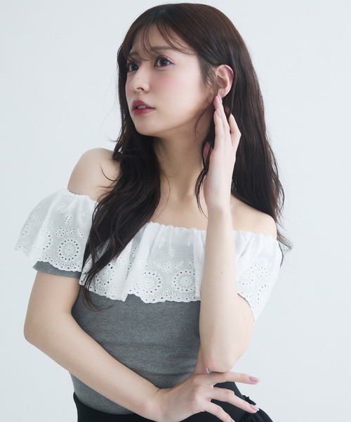 セール】レースフリルオフショルダー（Tシャツ/カットソー