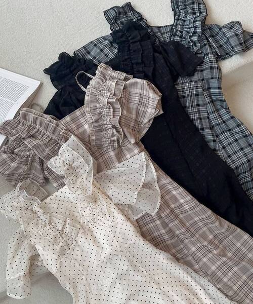 MAJESTIC LEGON（マジェスティックレゴン）の「バックレースアップフリルワンピース（ワンピース・レディース・ブラウン系その他2/ブラック系その他/ホワイト系その他2/ブラック系その他2・SMALL/MEDIUM/LARGE/X-SMALL）」の19枚目の写真