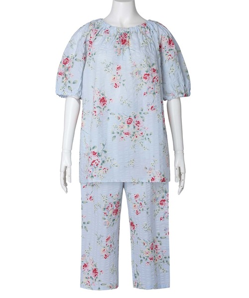 KID BLUE（キッドブルー）の「キッドブルー -ジャスミンローズＮ -5分袖パジャマ -KNBK372 -kidblue（ルームウェア/パジャマ・レディース・オフホワイト/サックスブルー・M/L）」の10枚目の写真