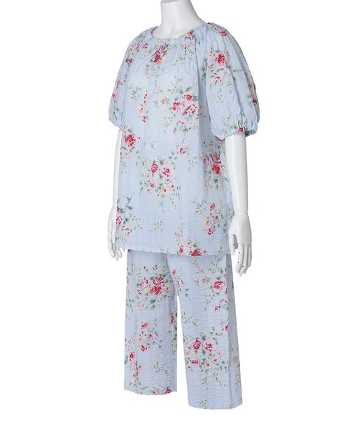 KID BLUE（キッドブルー）の「キッドブルー -ジャスミンローズＮ -5分袖パジャマ -KNBK372 -kidblue（ルームウェア/パジャマ・レディース・オフホワイト/サックスブルー・M/L）」の11枚目の写真