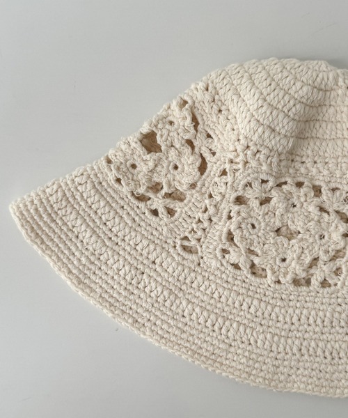 CANAL JEAN(キャナルジーン)の「Lakey Park クロシェ編みHAT(ハット・レディース・アイボリー・ONE SIZE)」の5枚目の写真