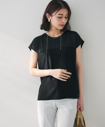 【いちご】UNTITLED 半袖ブラウス　黒　チェック　シースルー　シルク いちご】UNTITLED 半袖ブラウス 黒 チェック シースルー シルク