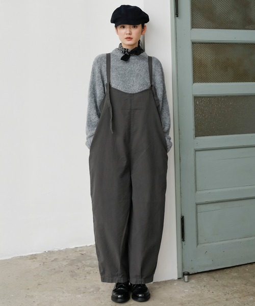 Brocante（ブロカント）の「[Brocante / ブロカント] カベ撚ツイル サロペット（サロペット/オーバーオール・レディース・アイボリー/ブラック/チャコールグレー・2）」の4枚目の写真
