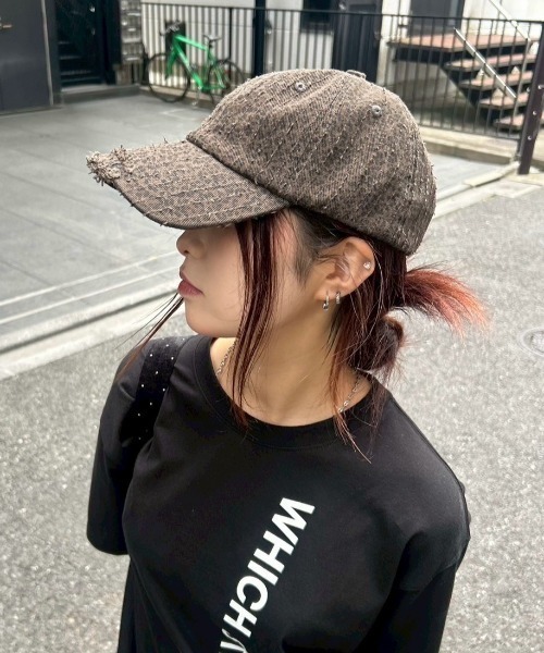 Chikashitsu +（チカシツプラス）の「【Chikashitsu +】leopard damage cap / 【チカシツプラス】レオパードダメージキャップ（キャップ・メンズ・ベージュ/チャコール・ONE SIZE）」の2枚目の写真