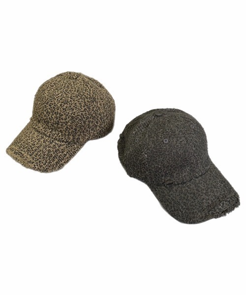 Chikashitsu +（チカシツプラス）の「【Chikashitsu +】leopard damage cap / 【チカシツプラス】レオパードダメージキャップ（キャップ・メンズ・ベージュ/チャコール・ONE SIZE）」の3枚目の写真