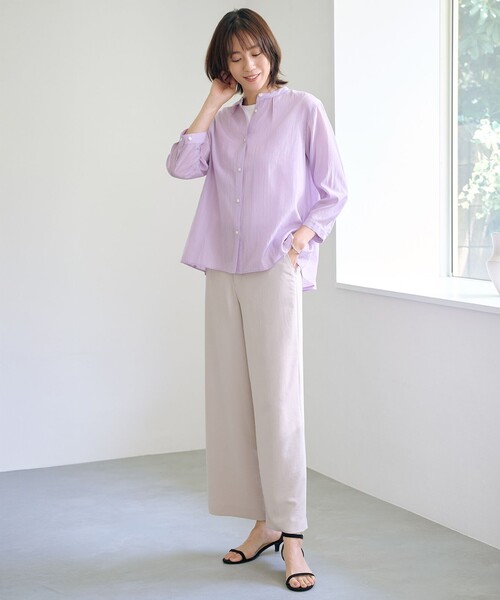 J.PRESS Ladies(J.プレス レディス)の「【洗える・速乾・接触冷感】リライムライトローン バックフレア ブラウス(シャツ/ブラウス・レディース・ふじ色系/ベージュ系/ブラウン系/グレー系・S/XS)」の5枚目の写真