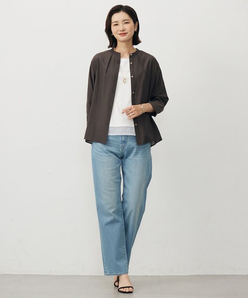 J.PRESS Ladies(J.プレス レディス)の「【洗える・速乾・接触冷感】リライムライトローン バックフレア ブラウス(シャツ/ブラウス・レディース・ふじ色系/ベージュ系/ブラウン系/グレー系・S/XS)」の10枚目の写真