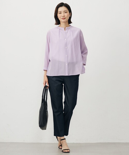 J.PRESS Ladies(J.プレス レディス)の「【洗える・速乾・接触冷感】リライムライトローン バックフレア ブラウス(シャツ/ブラウス・レディース・ふじ色系/ベージュ系/ブラウン系/グレー系・S/XS)」の13枚目の写真