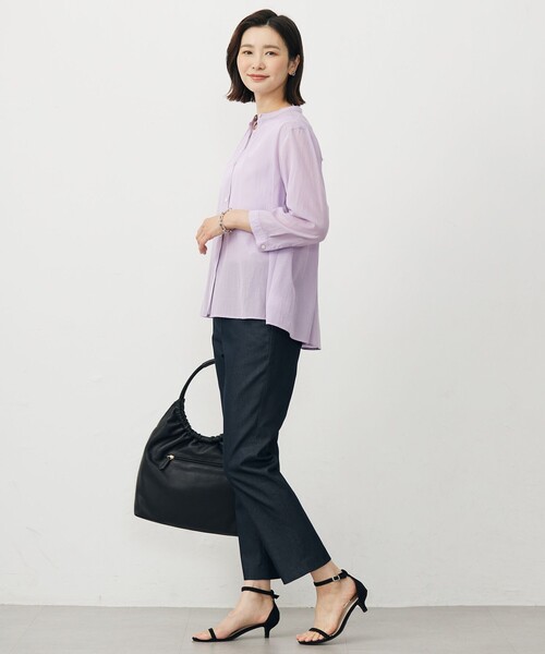 J.PRESS Ladies(J.プレス レディス)の「【洗える・速乾・接触冷感】リライムライトローン バックフレア ブラウス(シャツ/ブラウス・レディース・ふじ色系/ベージュ系/ブラウン系/グレー系・S/XS)」の14枚目の写真