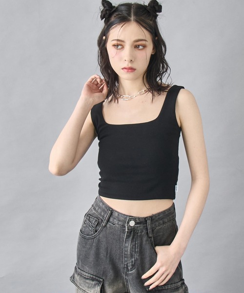 FR2 ブラック クロップドタンクトップ FR2 ブラック クロップドタンクトップ クロップド タンクトップ