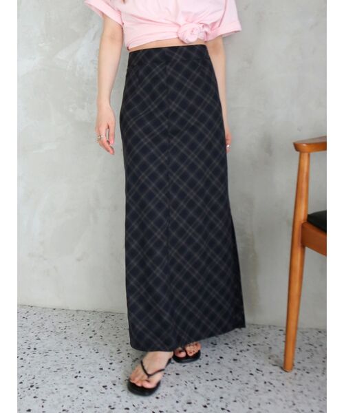 Ungrid（アングリッド）の「チェックアイラインスカート（スカート・レディース・ネイビー/ブラウン・MEDIUM/SMALL）」の2枚目の写真